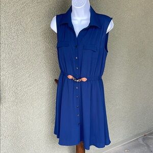 No.187 Ryan Michelle Blue Sleeveless Sundress with Notched Collar Size Medium